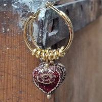 RVS goldplated, dark red heart