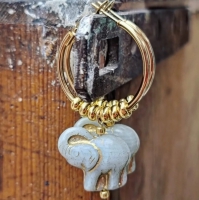 RVS goldplated,  grey elephant